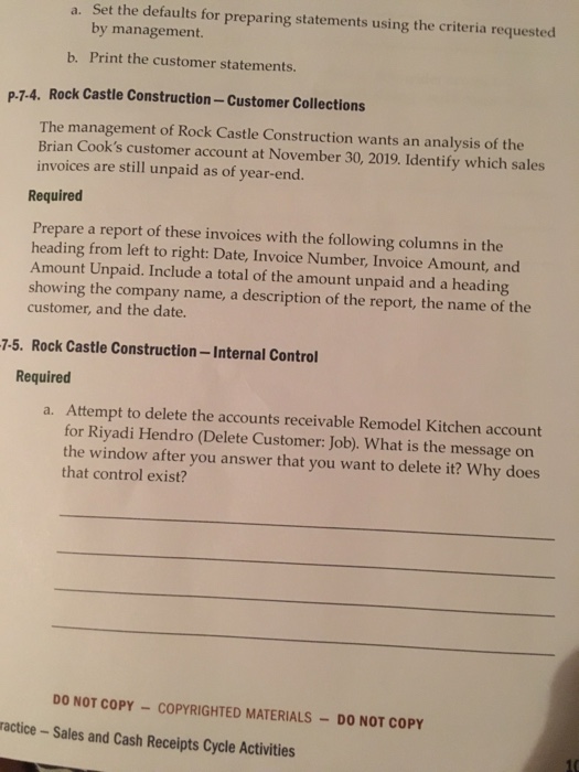  I need a,b and c a. Set the defaults for preparing