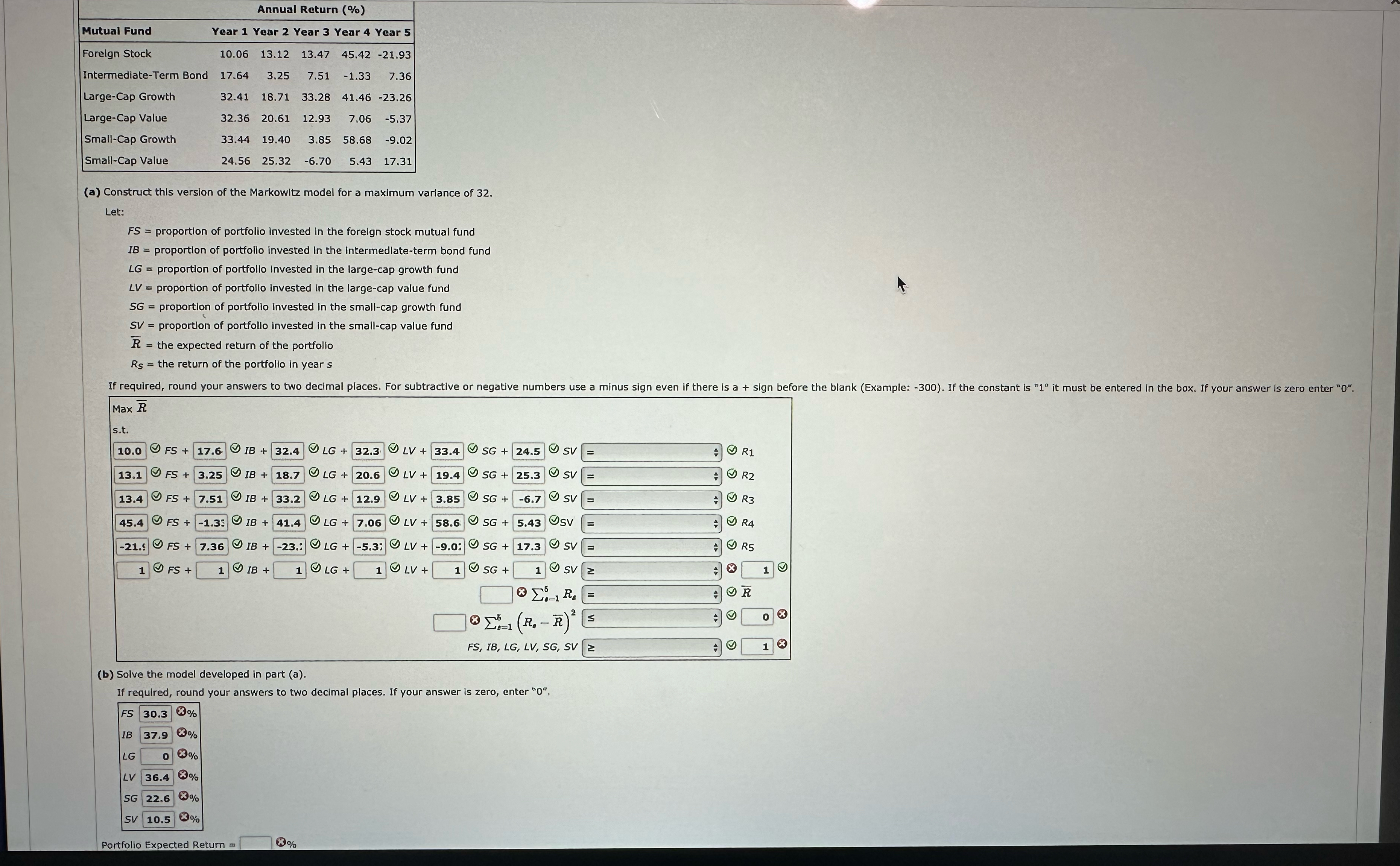  \table[[,Annual Return (%)],[Mutual Fund,Year 1 Year 2,Year 3 Year 4 Year