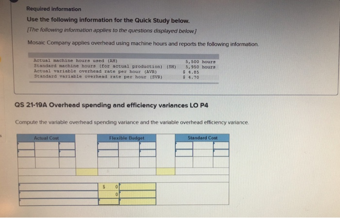  Required information Use the following information for the Quick Study below.