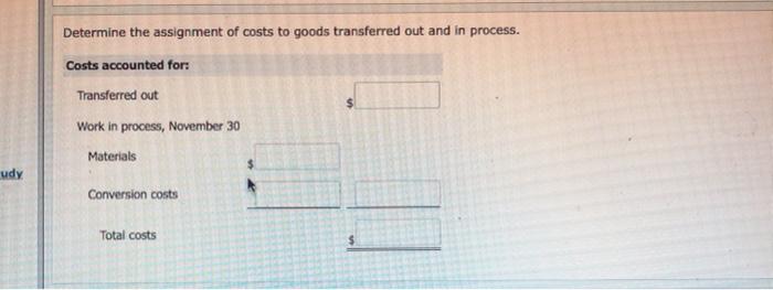 process, November 1 Materials $78,900 Conversion costs 48,500 $127,400 Materials added 1,593,420