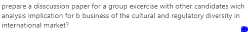 prepare a disscussion paper for a group excercise with other candidates