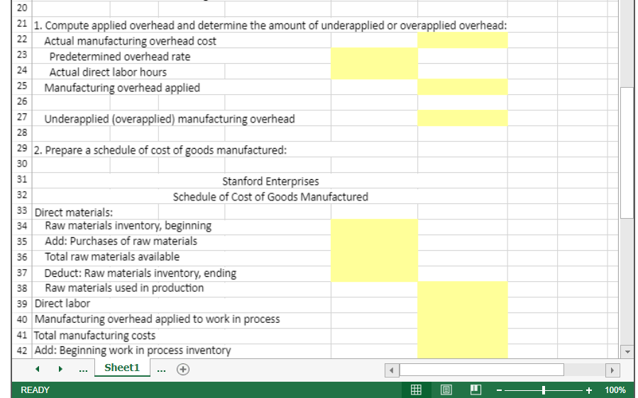- Cost of Goods Manufactured and Cost of Goods Sold - Excel