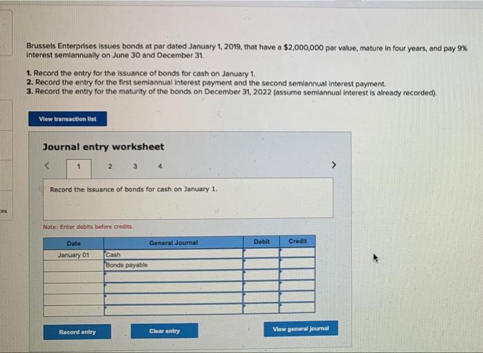  Brussels Enterprises issues bonds et par dated January 1, 2019, that