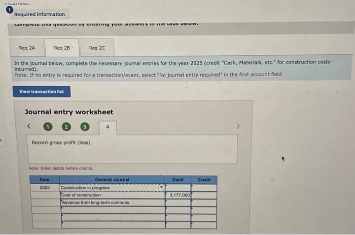 (credit "Cash, Materials, etc," for construction costs incurred). Note: If no entry