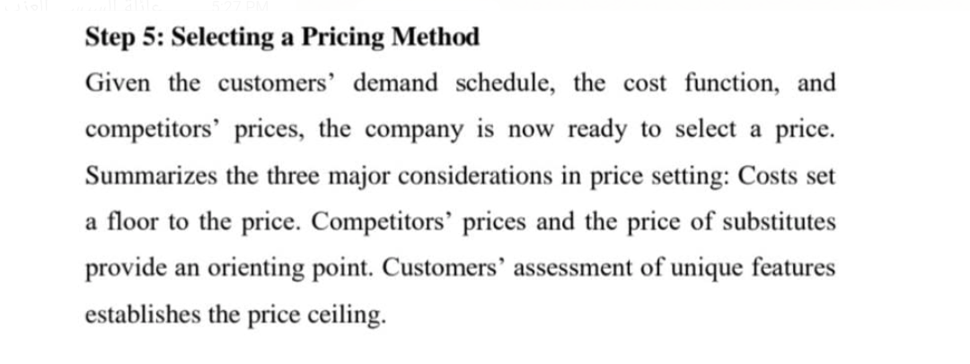  Selecting price strategy (methods) for tesla motors Step 5: Selecting a