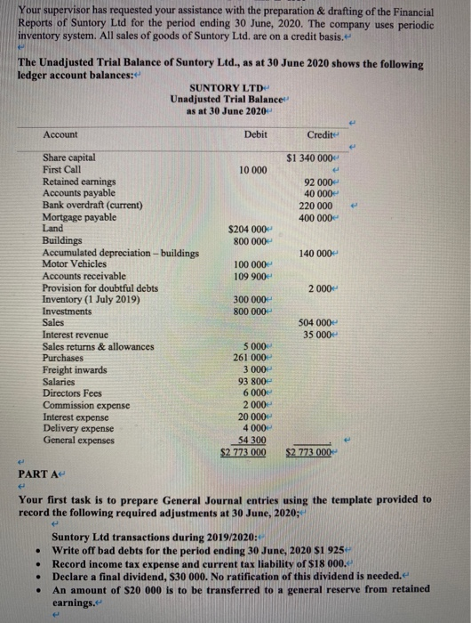  Your supervisor has requested your assistance with the preparation & drafting