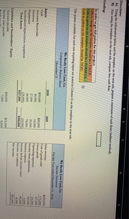  E G Directions: A) Using the information below and the template