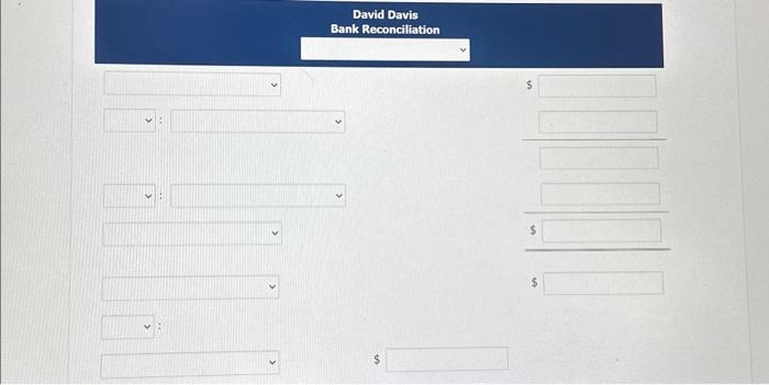\\) \\( \\$ \\) Journalize the entries required by the reconciliation. (Credit
