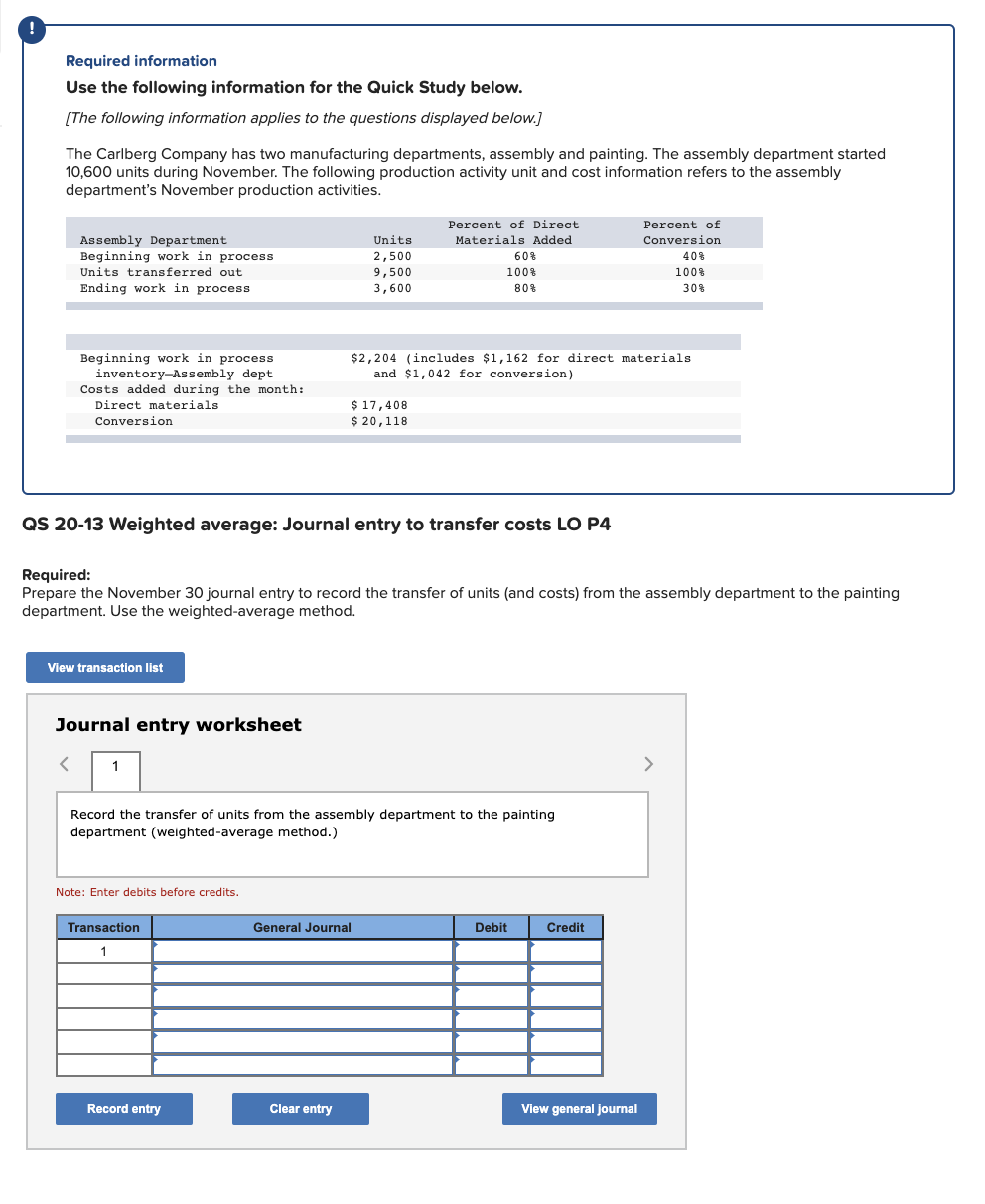 Please help me with this accounting question Required information Use the following