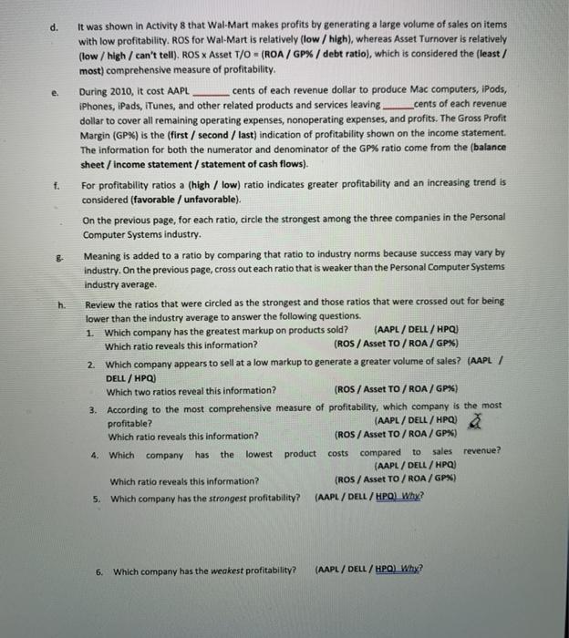  d. e. f. & It was shown in Activity 8 that