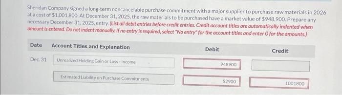  Sheridan Company signed a long-term noncancelable purchase commitment with a major