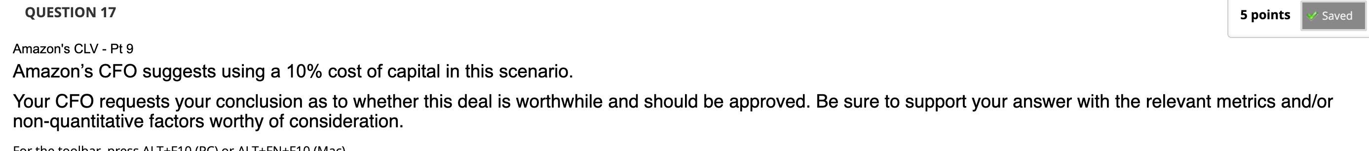 Amazon's CLV - Pt 9 Amazon's CFO suggests using a 10%