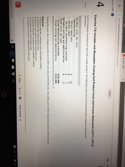  |https/ actice HW7 Help Sa 4 Exercise 7-6 Variable and Absorption