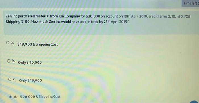 Inventory sold450 units@400 a. $15,000 b. $10,000 c. $30,000 d. $20,500 Darwin