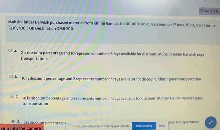 Co purchased material from Sandy Co for $10,000 on account on 29th