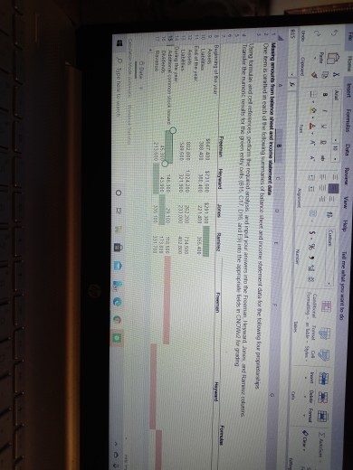  using formula and cell references, perform the required analysis, and input