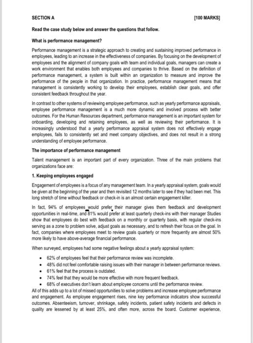  SECTION A [100 MARKS] Read the case study below and answer