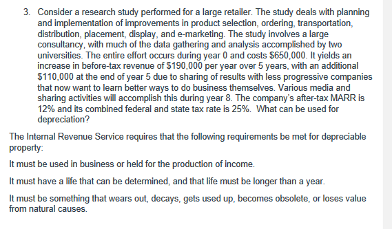 NO EXCEL! 3. Consider a research study performed for a large retailer.