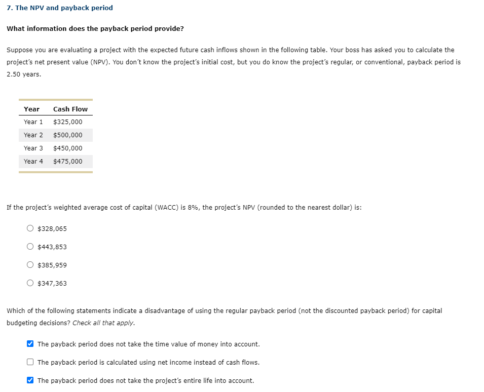  Please use Excel with timeline and showing all calculations. 7. The