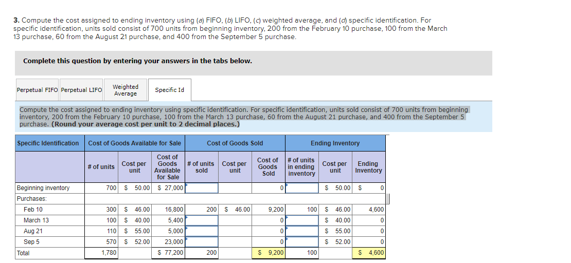3. Compute the cost assigned to ending inventory using (a) FIFO,
