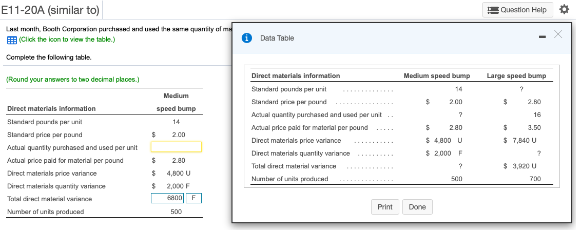 Solve for all question marks please! E11-20A (similar to) Question Help Last