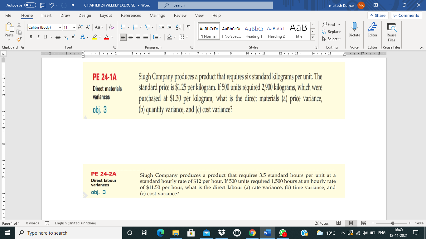 AutoSave Off CHAPTER 24 WEEKLY EXERCISE - Word Search mukesh Kumar