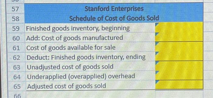 Applied manufacturing overhead 47 Total manufacturing costs 48 Add: Beginning work in