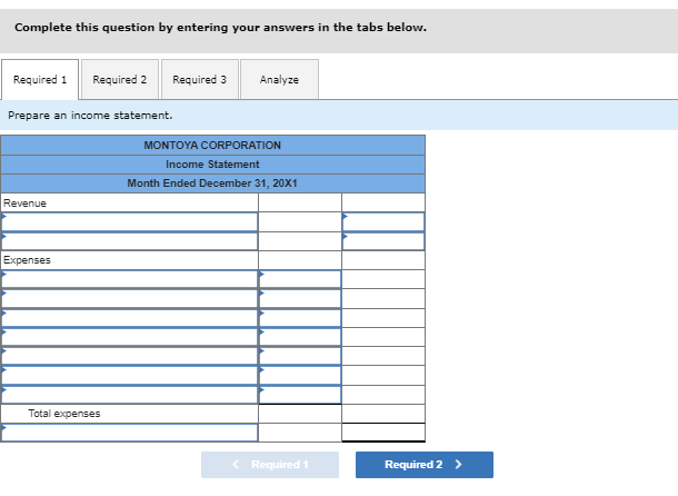 The completed worksheet for Montoya Corporation as of December 31, 20X1, after