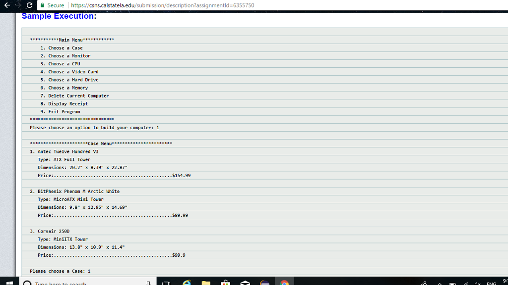 code more organized. NOTE 2: The computer parts and prices are outdated
