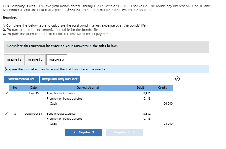 December 31 and are issued at a price of $651,181. The annual