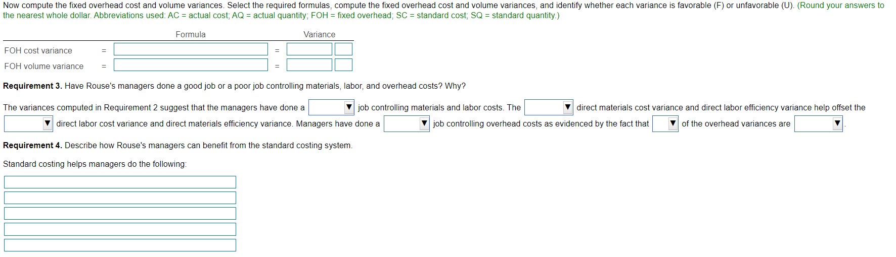 (Recliners) \\ \hline Sales Revenue \\ Variable Manufacturing Costs: \\ Direct Materials