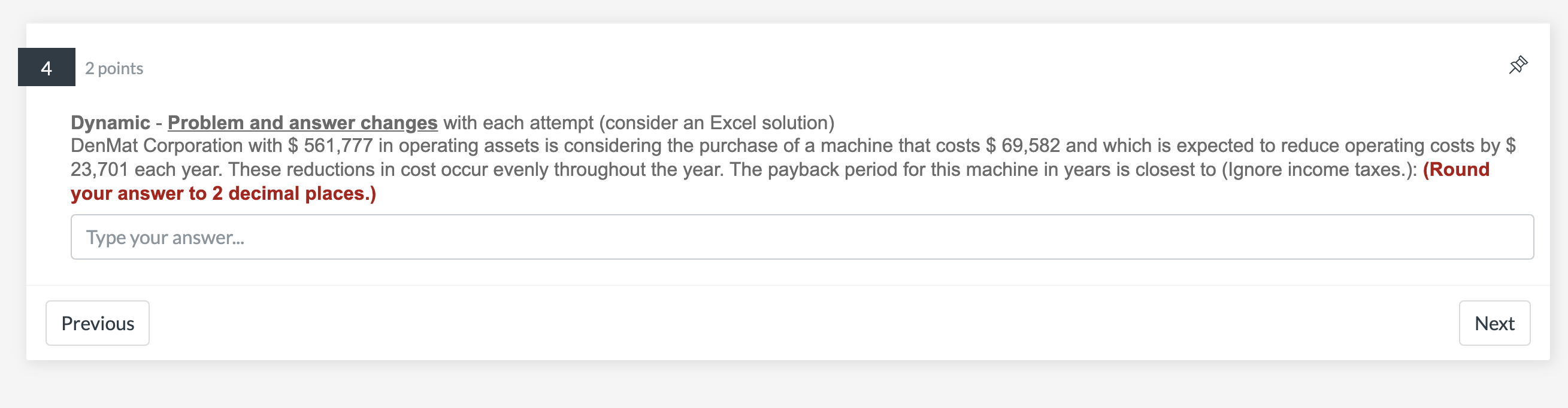  4 2 points DO Dynamic - Problem and answer changes with