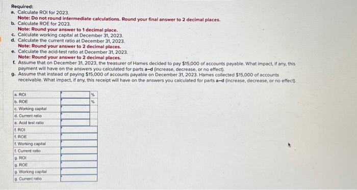 calculations. Round your final answer to 2 decimal places. b. Calculate ROE