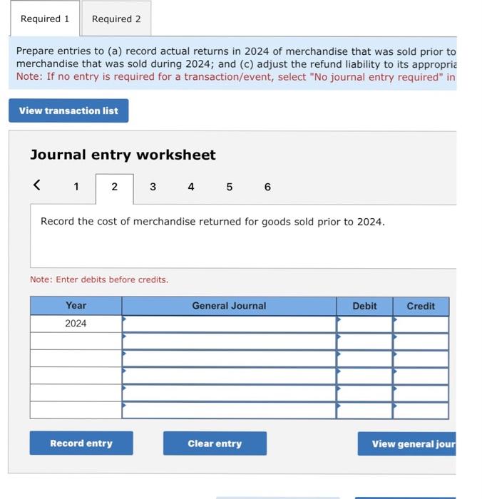 returns in 2024 of merchandise that was sold prior to merchandise that