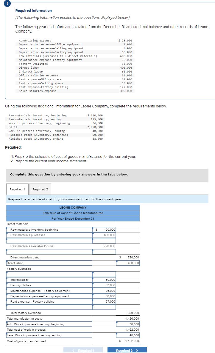 Need help please with an explanation Required Information [The following information applies