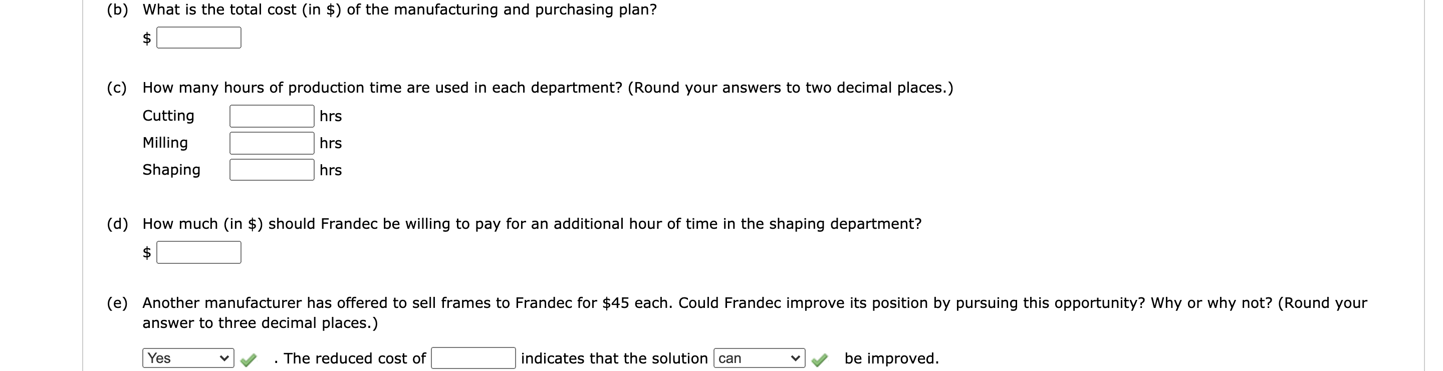 product, called a Liftmaster, is assembled from four components: a frame, a