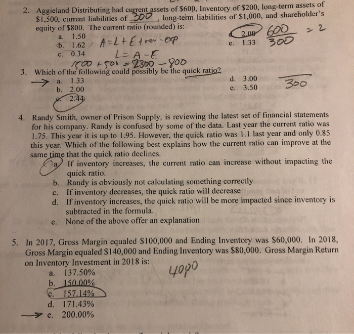  number 3 and 5 worked out please 2. Aggieland Distributing had