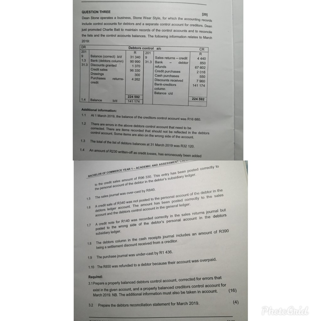 Please assist with 3.1 and 3.2 based on the information given