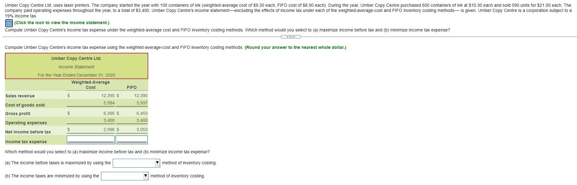  Umber Copy Centre Ltd. uses laser printers. The company started the