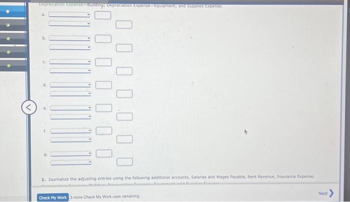 My Work uses remaining Adjusting Entries and Adjusted Thiaf Balances Pitman Company