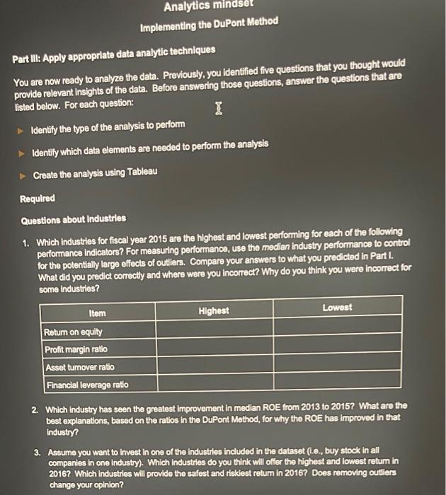 Analytics mindset Implementing the Dupont Method Part III: Apply appropriate data