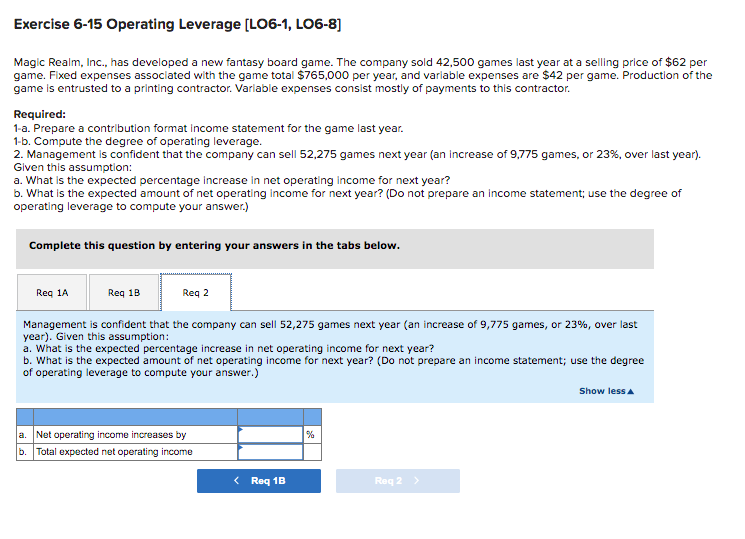 at a selling price of $62 per game. Fixed expenses associated with