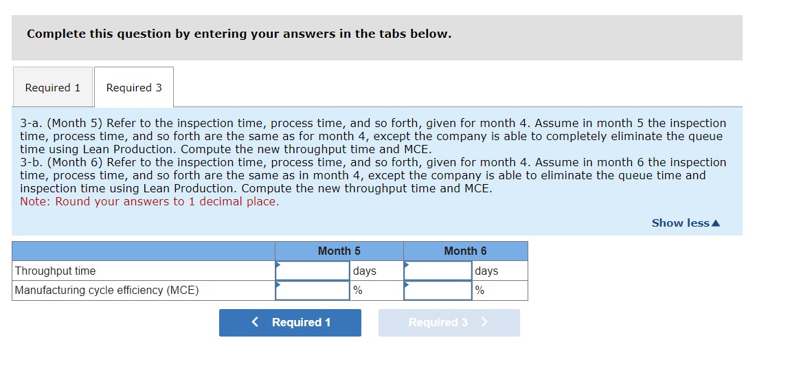 cycle time for each month. 3-a. Refer to the inspection time, process