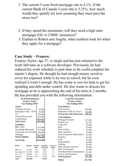 apology PART A: "ROBERT \& ANGELA" - MORTGAGE FINANCING Source Material: PPt