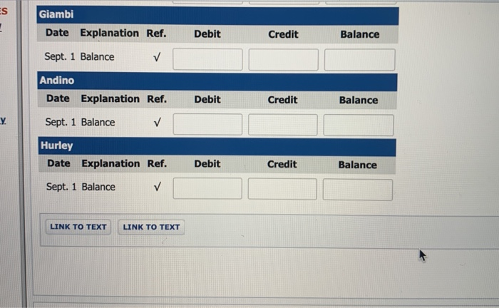 BACK NEXT Question 1 On September 1, the balance of the Accounts
