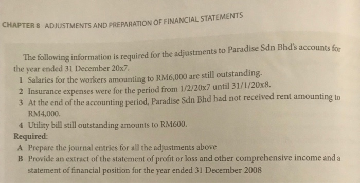 trial balance for Paradise Sdn. Bhd. for the year ended 31 December