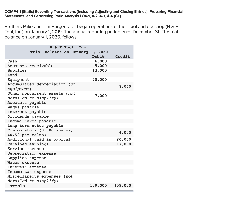  COMP4-1 (Static) Recording Transactions (Including Adjusting and Closing Entries), Preparing Financial
