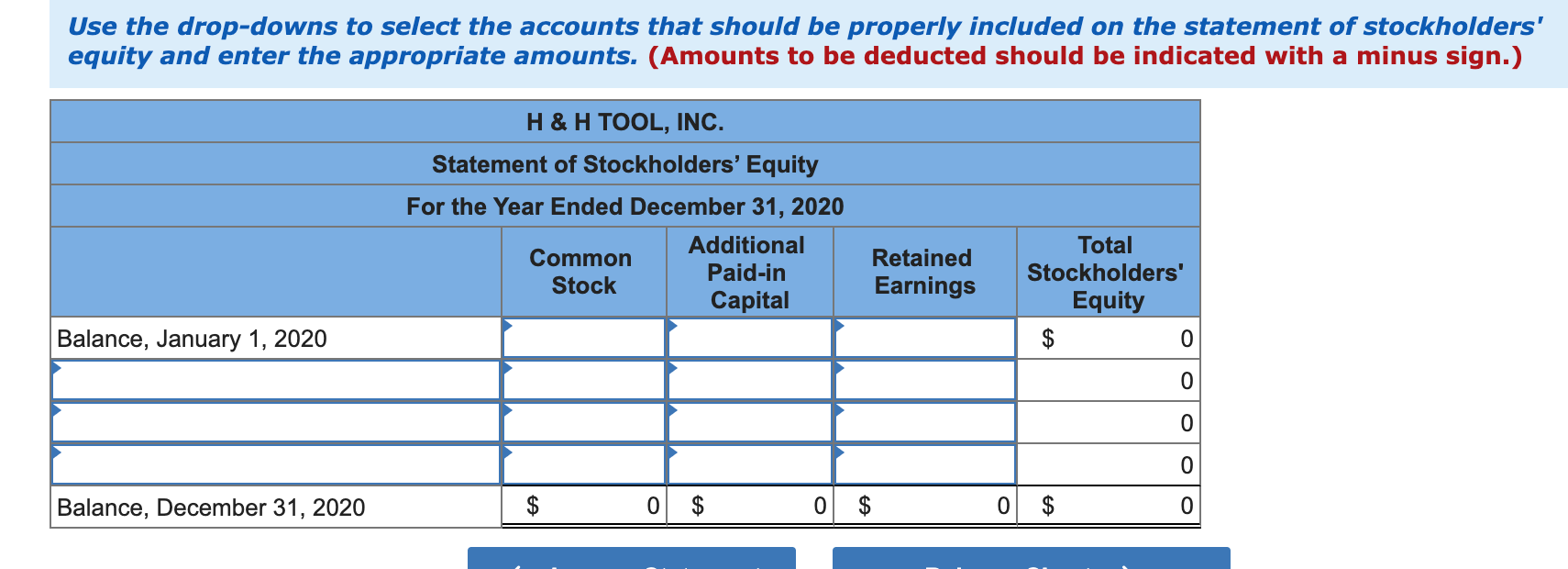 & H Tool, Inc. Trial Balance on January 1, 2020 Debit Cash
