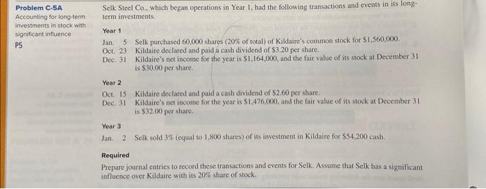 please help me with this accounting problem Problem C-5A Accounting for long-term