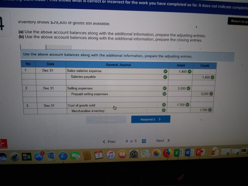 the work you have completed so far. It does not indicate completion